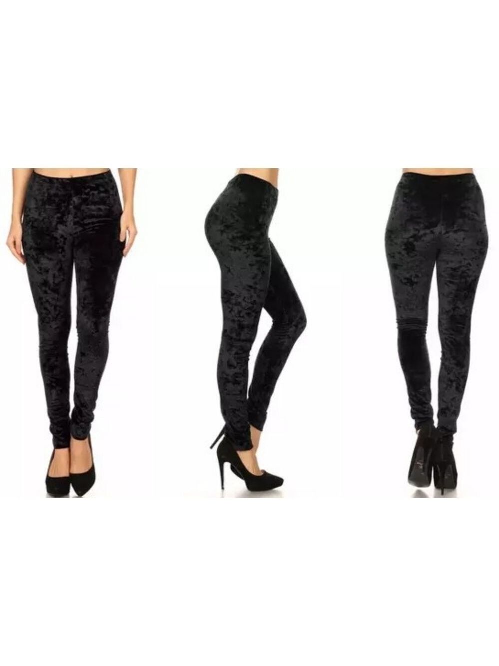 Crushed velvet black leggings lounge Yoga pants Size s